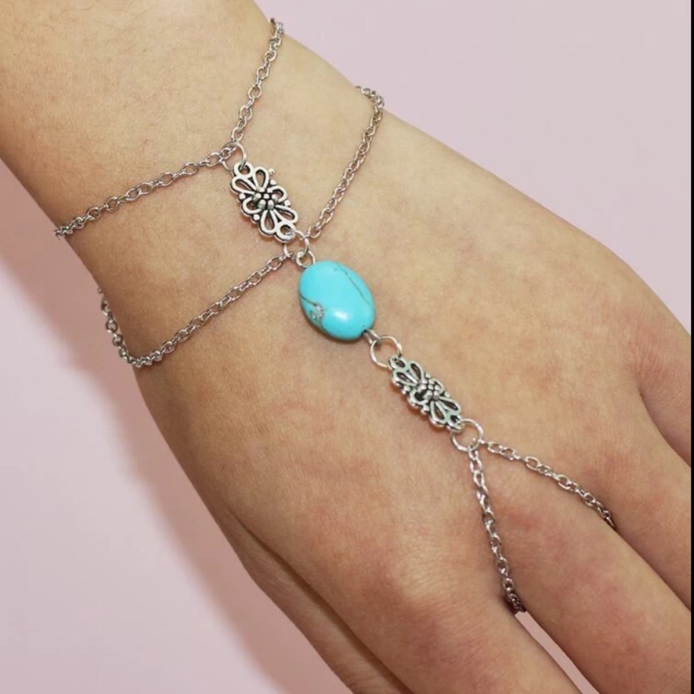 Turquoise Silver Chain ring/bracelet - Picture 3 of 3